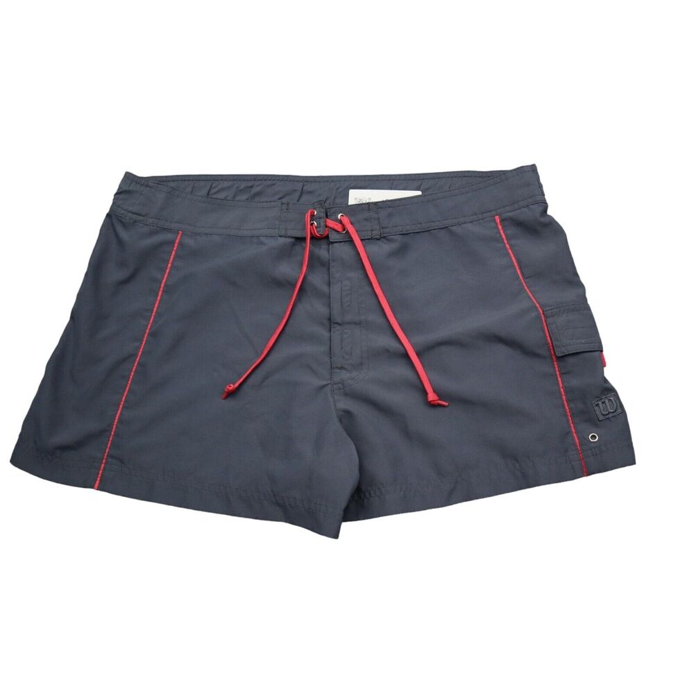Wilson Shorts Mens L Gray Mid Waist Flat Front Drawstring Pockets Board Shorts